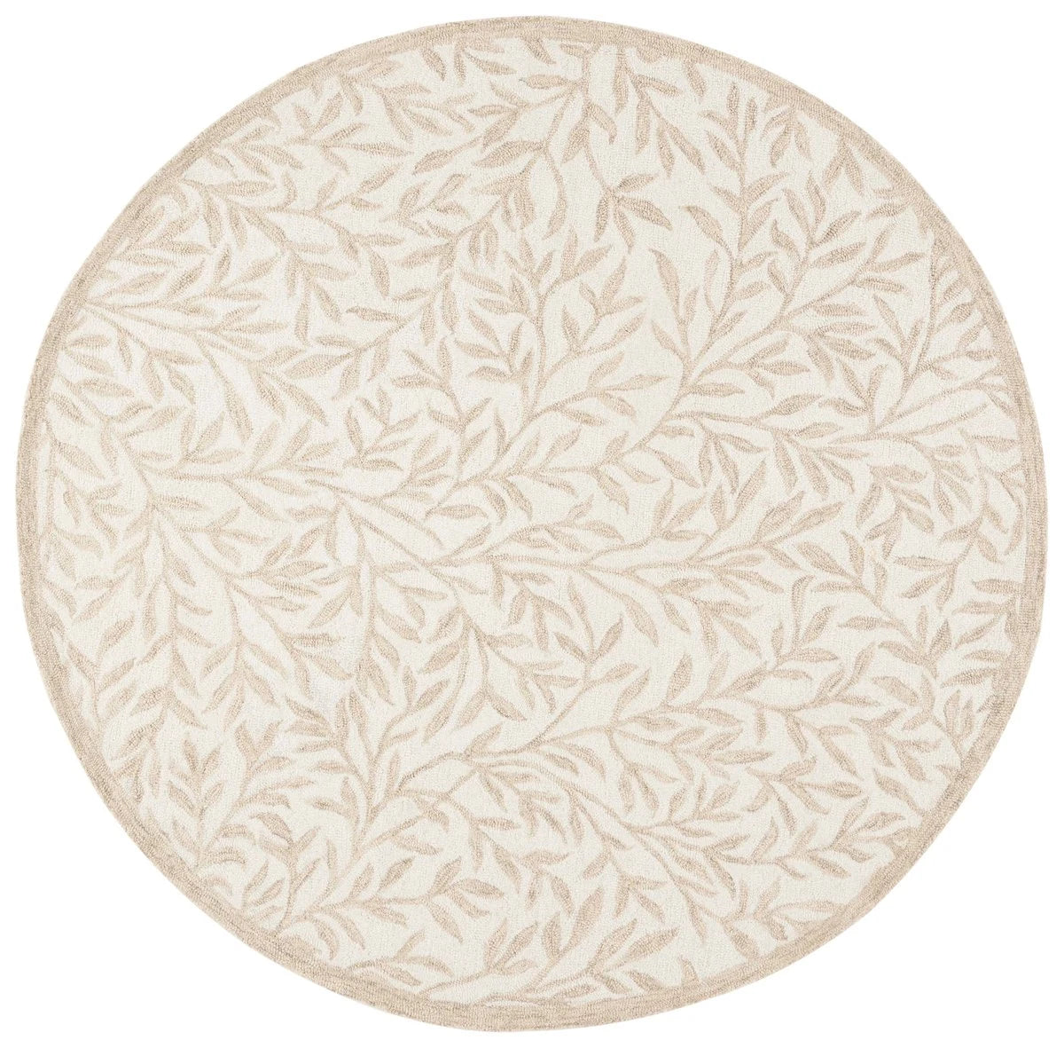 Leaf Ivory, Beige Floral Hand-Tufted Wool Rug - Image 7