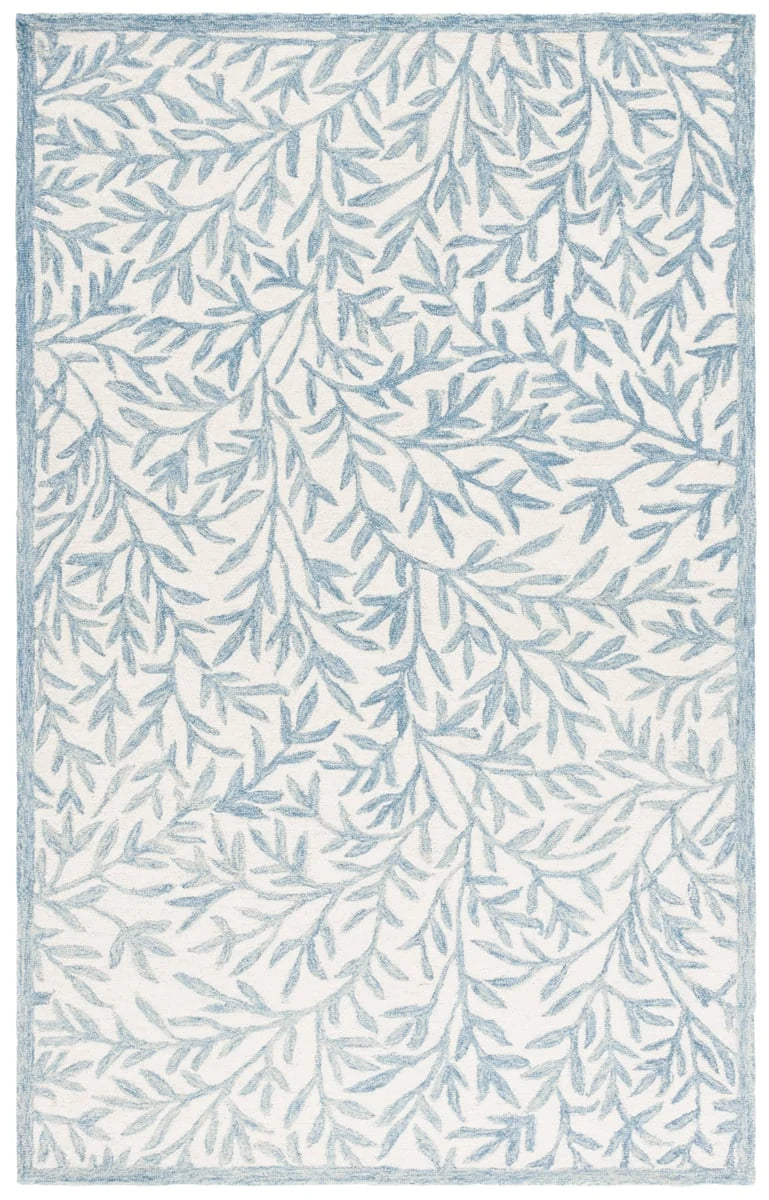 Leaf Ivory, Blue Floral Hand-Tufted Wool Rug - Image 2
