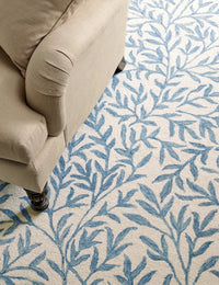 Leaf Ivory, Blue Floral Hand-Tufted Wool Rug - Image 3