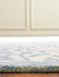 Leaf Ivory, Blue Floral Hand-Tufted Wool Rug - Image 4