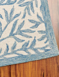 Leaf Ivory, Blue Floral Hand-Tufted Wool Rug - Image 5