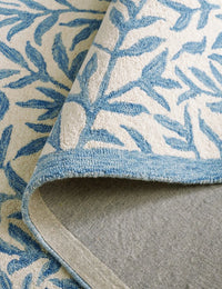 Leaf Ivory, Blue Floral Hand-Tufted Wool Rug - Image 6