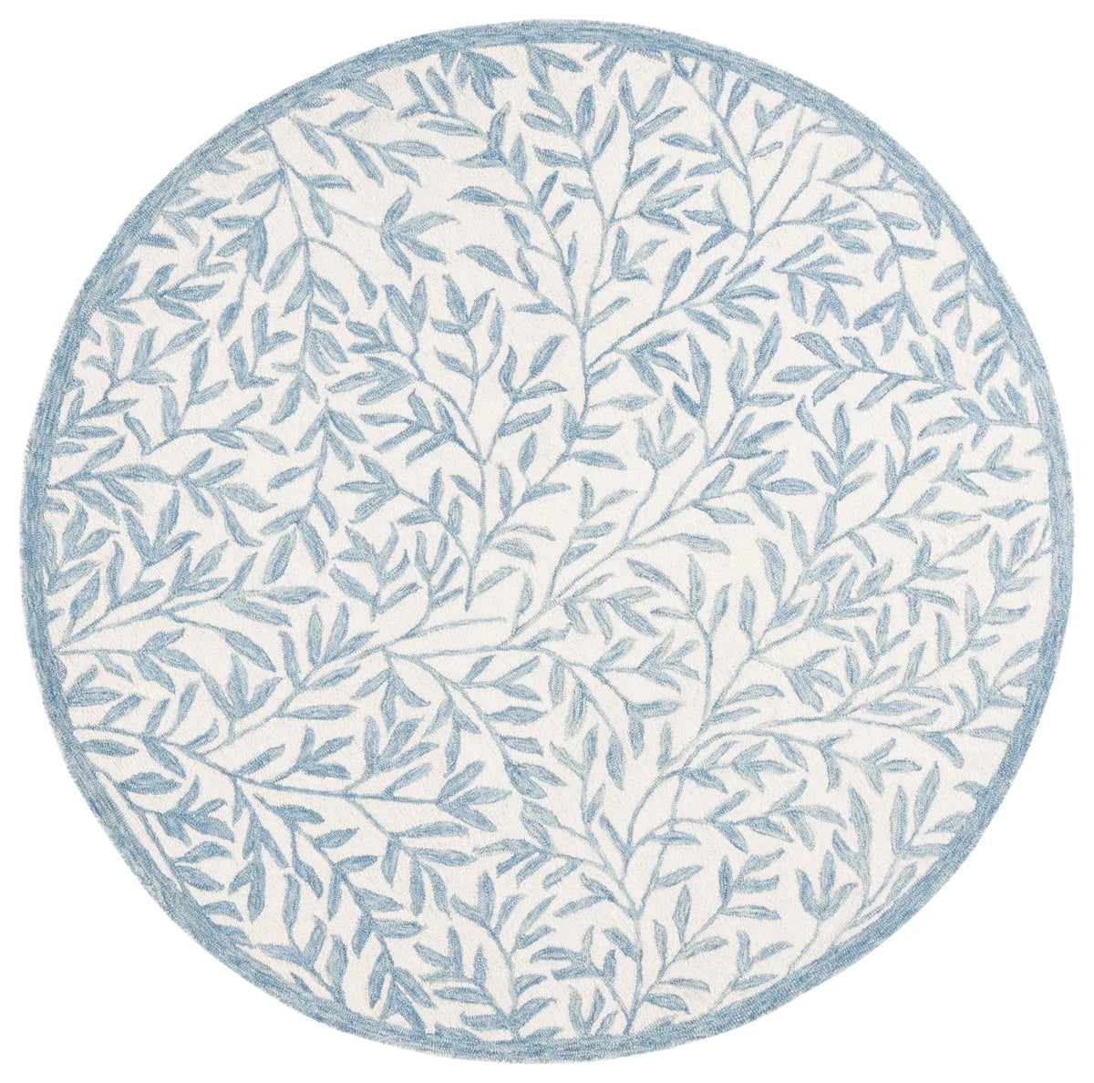 Leaf Ivory, Blue Floral Hand-Tufted Wool Rug - Image 7