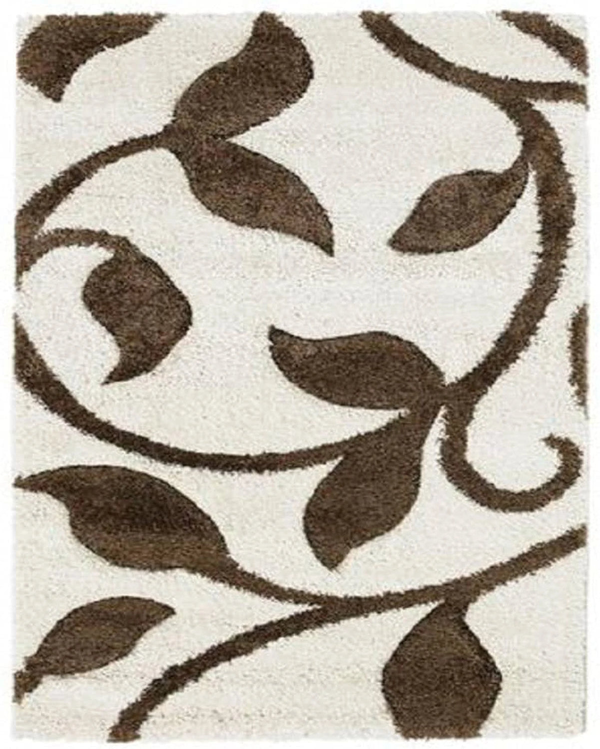 Leaf Ivory Floral Plush Shag Rug - Image 4