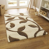 Leaf Ivory Floral Plush Shag Rug - Image 5