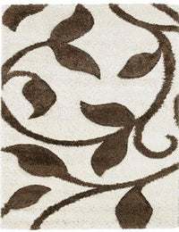 Leaf Ivory Floral Plush Shag Rug - Image 7