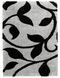 Leaf SILVER Floral Plush Shag Rug - Image 6