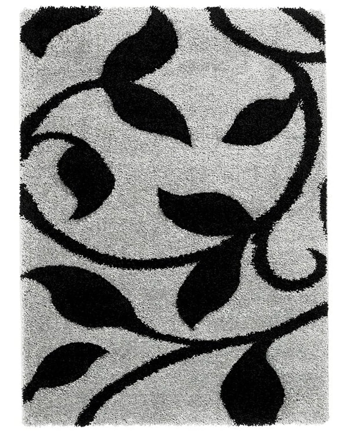 Leaf SILVER Floral Plush Shag Rug - Image 6