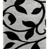 Leaf SILVER Floral Plush Shag Rug - Image 7