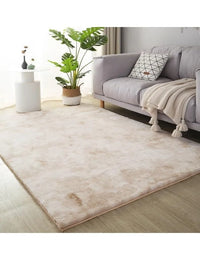 Light Beige Faux Rabbit Fur Rug - Image 1