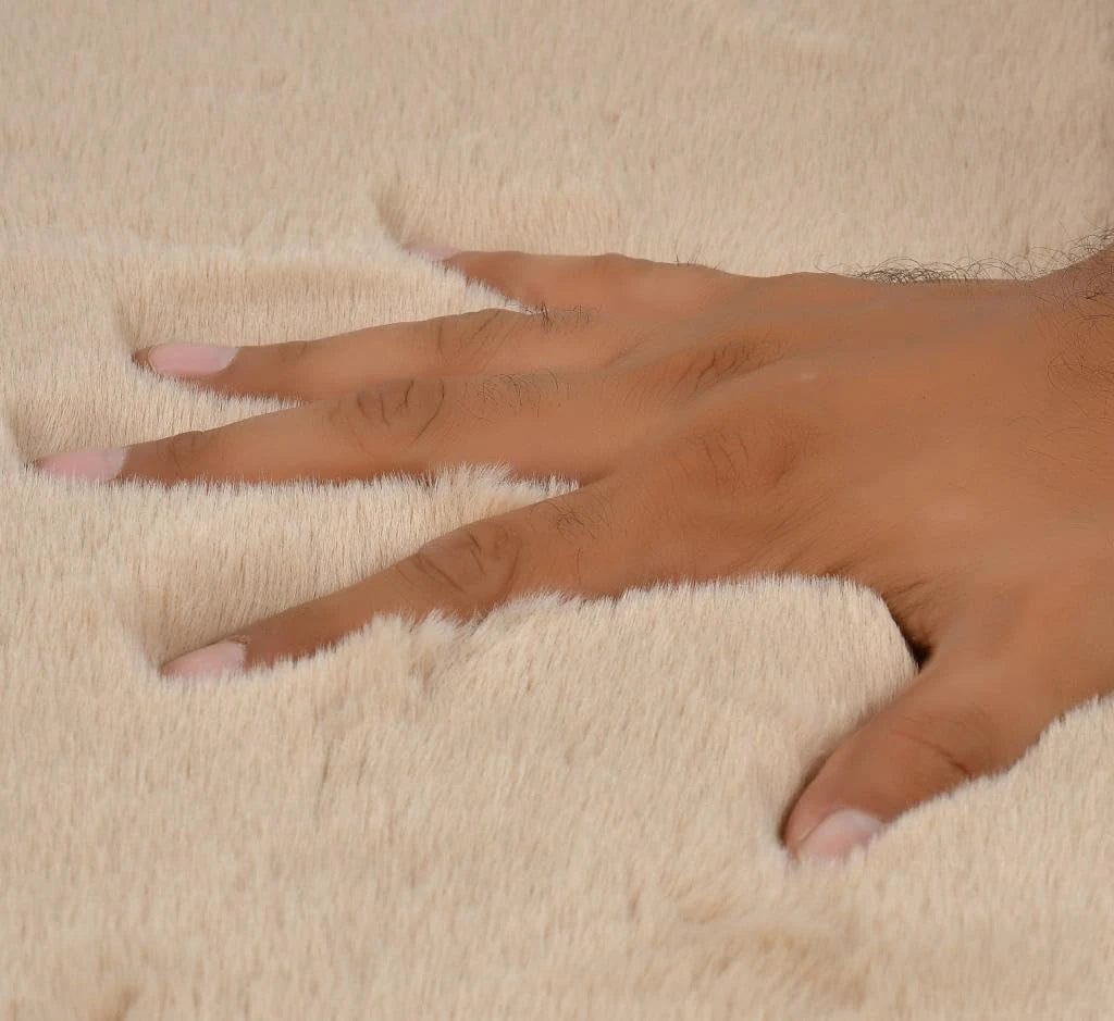Light Beige Faux Rabbit Fur Rug - Image 2
