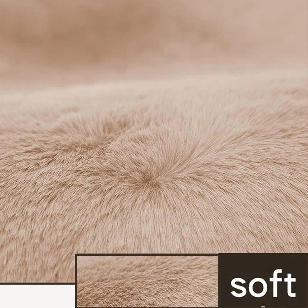 Light Beige Faux Rabbit Fur Rug - Image 3