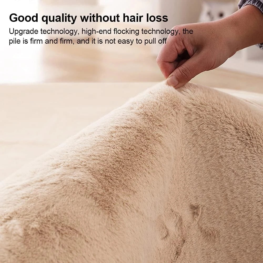 Light Beige Faux Rabbit Fur Rug - Image 4