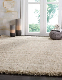 Light Beige Solid Plush Shag Rug - Image 1