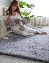 Light Grey Faux Rabbit Fur Rug - Image 2