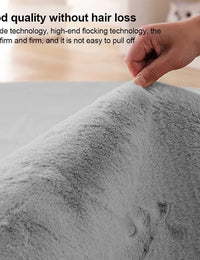 Light Grey Faux Rabbit Fur Rug - Image 3