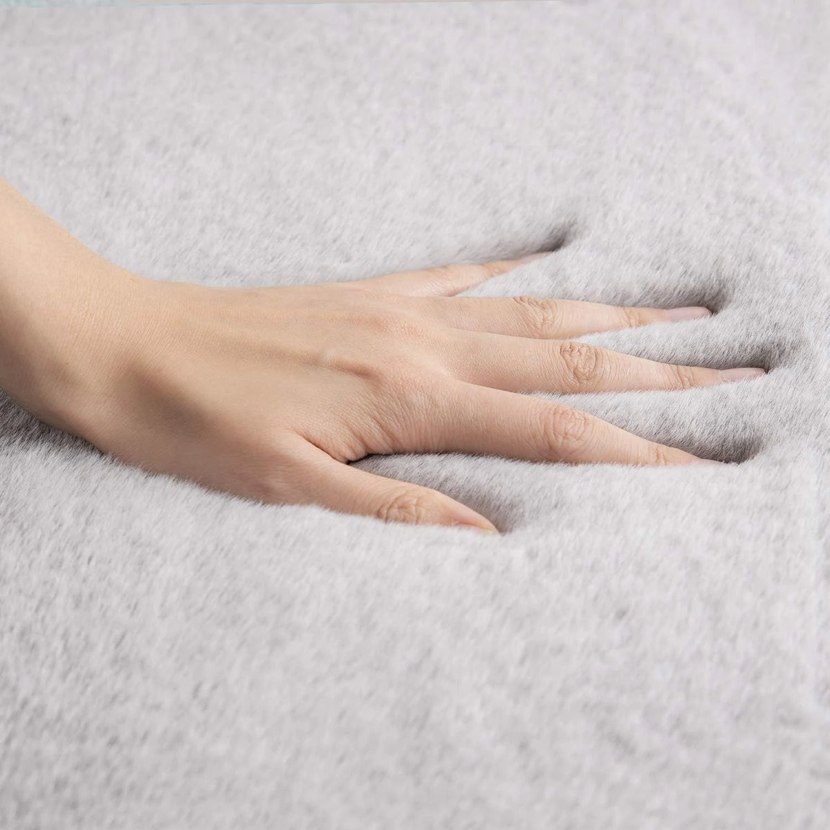Light Grey Faux Rabbit Fur Rug - Image 4