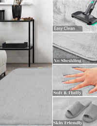 Light Grey Faux Rabbit Fur Rug - Image 5