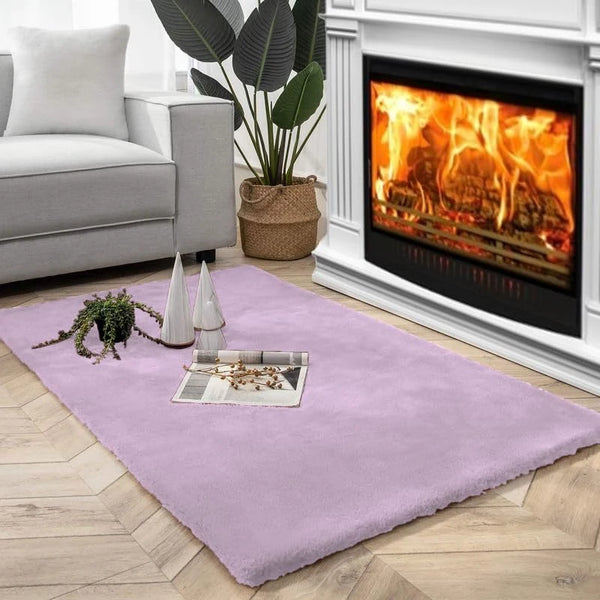 Lilac Faux Rabbit Fur Rug - Image 1
