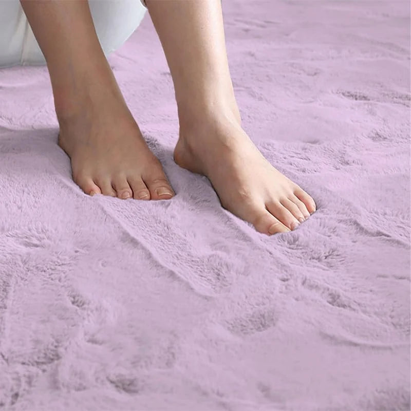 Lilac Faux Rabbit Fur Rug - Image 2