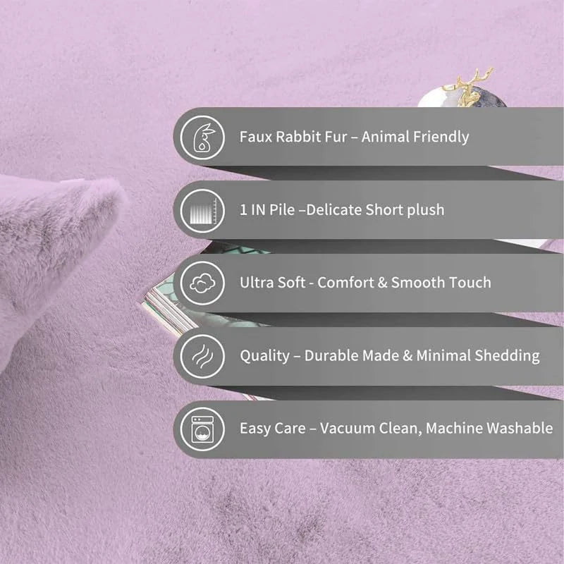 Lilac Faux Rabbit Fur Rug - Image 4