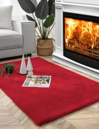 Mahroon Faux Rabbit Fur Rug - Image 1