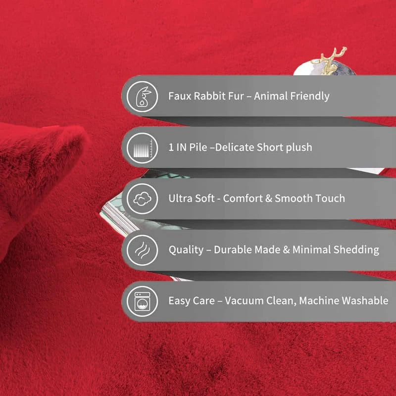 Mahroon Faux Rabbit Fur Rug - Image 7