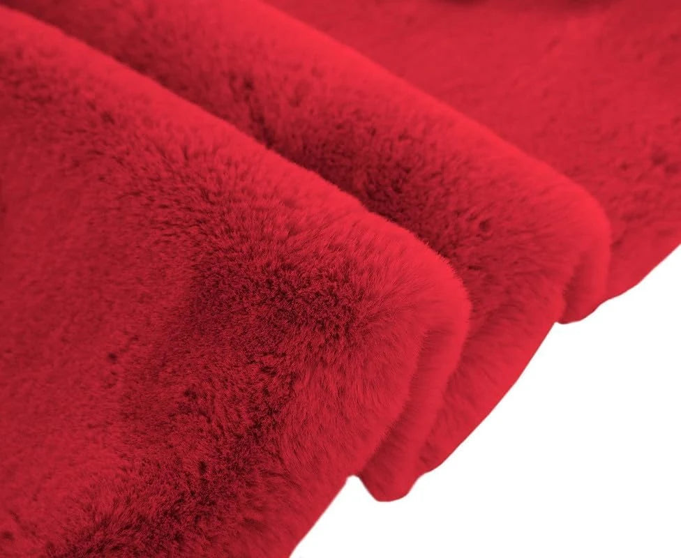 Maroon Faux Rabbit Fur Rug - Image 5