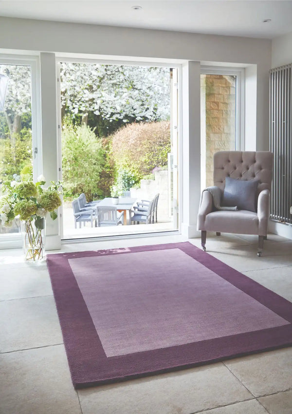 Mauve Geometric Hand-Tufted Wool Rug - Image 1