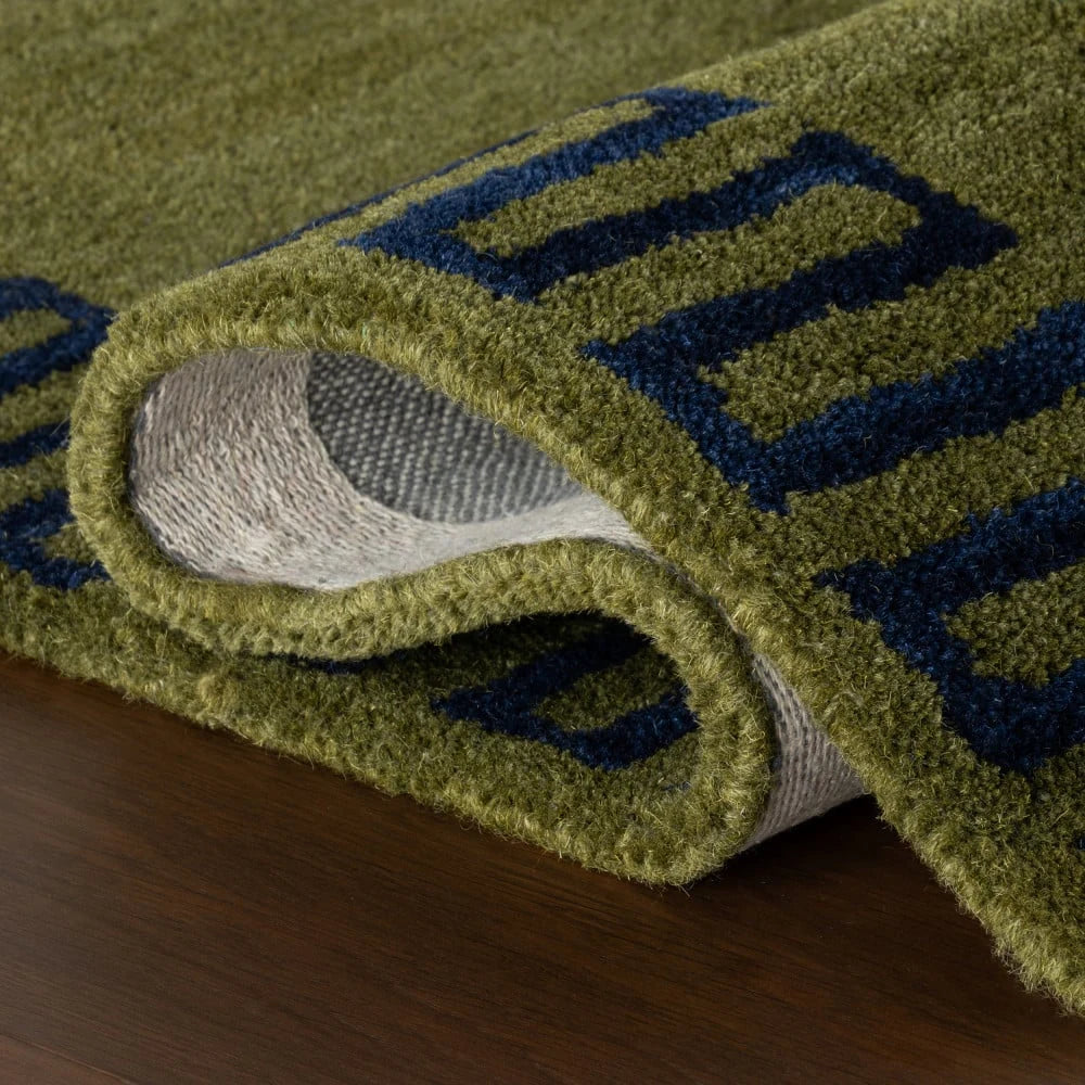Mira Green Abstract Hand-Tufted Wool Rug - Image 7