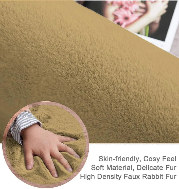 Mocha Faux Rabbit Fur Rug - Image 4