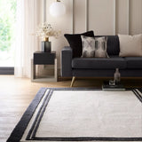 Monochrome Geometric Hand-Tufted Wool Rug - Image 1