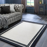 Monochrome Geometric Hand-Tufted Wool Rug - Image 2