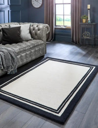 Monochrome Geometric Hand-Tufted Wool Rug - Image 2
