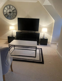 Monochrome Geometric Hand-Tufted Wool Rug - Image 3