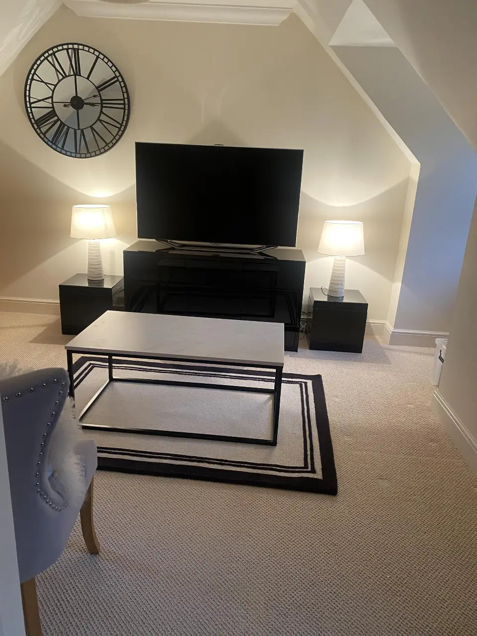 Monochrome Geometric Hand-Tufted Wool Rug - Image 3