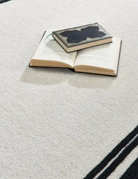 Monochrome Geometric Hand-Tufted Wool Rug - Image 4