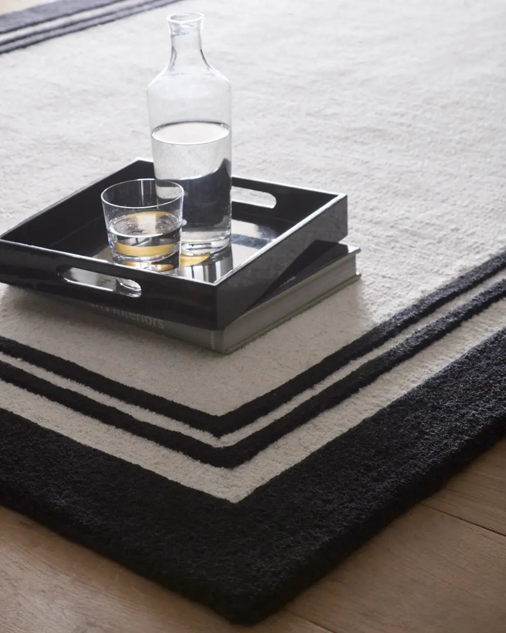 Monochrome Geometric Hand-Tufted Wool Rug - Image 5