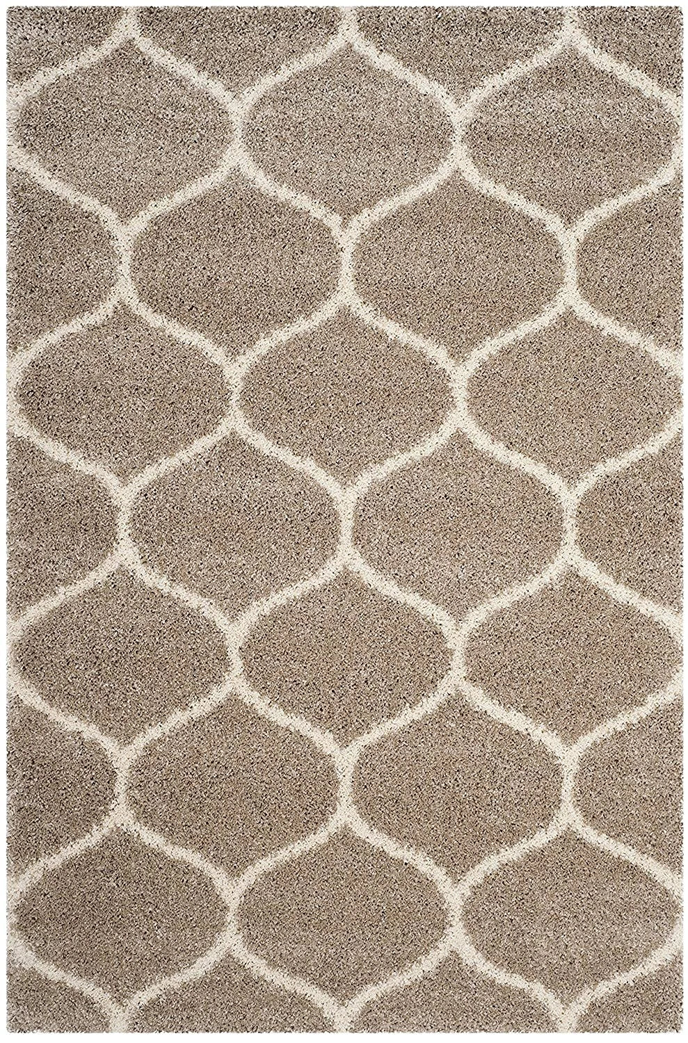 Morocco BEIGE & OFF WHITE Retro Collection Plush Shag Rug - Image 2