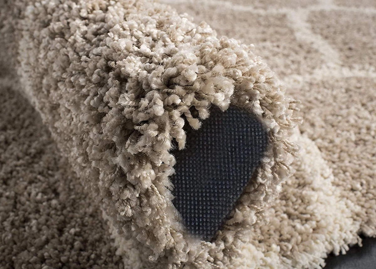 Morocco BEIGE & OFF WHITE Retro Collection Plush Shag Rug - Image 4