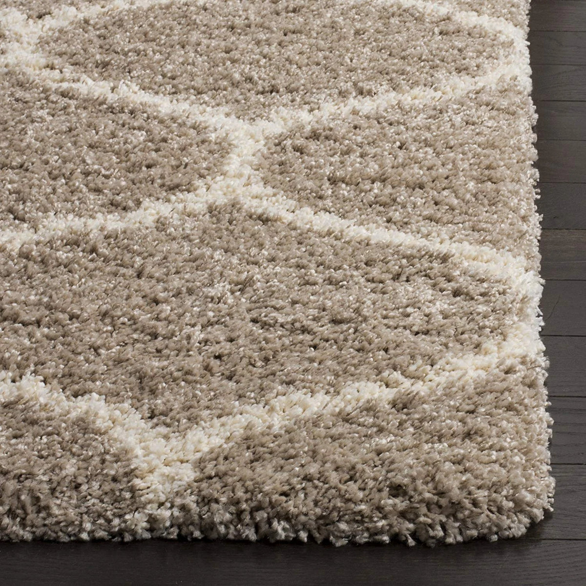 Morocco BEIGE & OFF WHITE Retro Collection Plush Shag Rug - Image 5