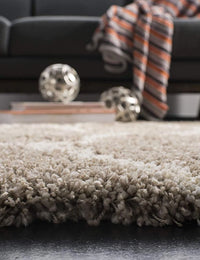 Morocco BEIGE & OFF WHITE Retro Collection Plush Shag Rug - Image 7