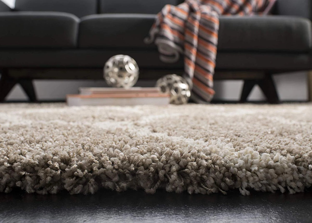 Morocco BEIGE & OFF WHITE Retro Collection Plush Shag Rug - Image 7