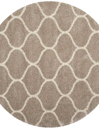 Morocco BEIGE & OFF WHITE Retro Collection Plush Shag Rug Round Rug - Image 2