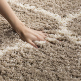 Morocco BEIGE & OFF WHITE Retro Collection Plush Shag Rug Round Rug - Image 3