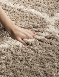 Morocco BEIGE & OFF WHITE Retro Collection Plush Shag Rug Round Rug - Image 3