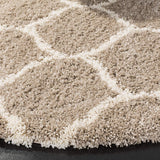 Morocco BEIGE & OFF WHITE Retro Collection Plush Shag Rug Round Rug - Image 4