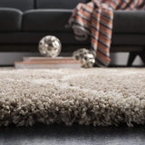 Morocco BEIGE & OFF WHITE Retro Collection Plush Shag Rug Round Rug - Image 5