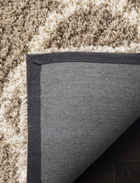 Morocco BEIGE & OFF WHITE Retro Collection Plush Shag Rug Round Rug - Image 6