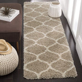 Morocco BEIGE & OFF WHITE Retro Collection Plush Shag Rug Runner Rug - Image 1